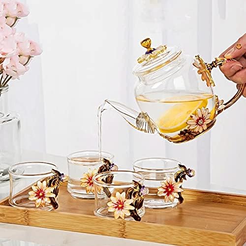 чајник емајл кристален чај сет маргаритка чаша чајник топло и ладни пијалоци дома пијалок канцеларија котел чај постави кафе тенџере