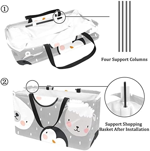 Кошар за еднократно шопинг животински пингвин коза преносна виткање пикник намирници кеси за перење алишта торба за купување тота
