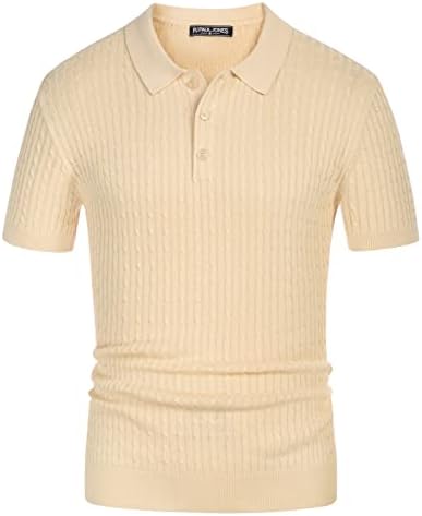 ПЈ Пол onesонс Менс кабел плетени поло маици плетење лесна маичка за голф -маици