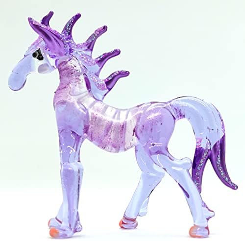 Сансукијај коњ минијатурни фигурини рачно разнесени стакло уметност животни колекционерски подарок домашен декор 3 “