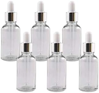 6 парчиња 10 ml чиста стаклена есенцијално масло со шише со шише со козметичка шминка за шишиња со сад за шише