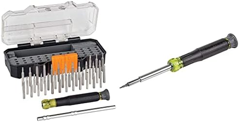 Klein Tools 32717 Прецизен шрафцигер сет & 32314 Електронски шрафцигер, 14-во-1 со 8 прецизни совети, склопени, филипс и тамперполни битови