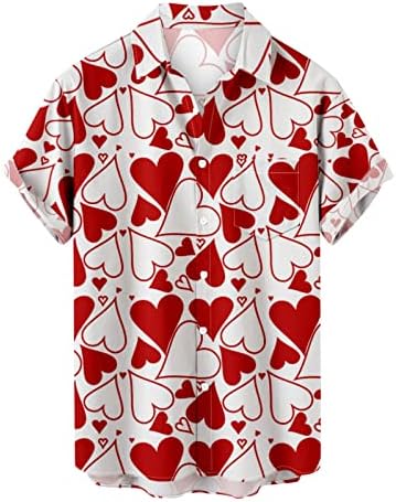 Менси кошули Денот на вineубените loveубов срце срце, симпатични врвови, мажи со кратки ракави, графичко мета, врвно копче надолу