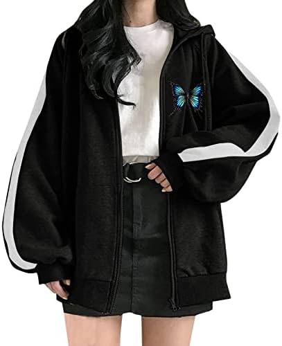 Дами есен зимска обична лабава лабава руно со качулка со патент со долги ракави, палто за женски зимско руно јакна