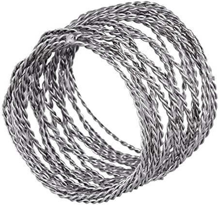 Сет на прстени од салфетка од 6 | Прстени од сребрена жица со салфетки | Ringsвони од салфетка од фарма | Прстени со салфетка за