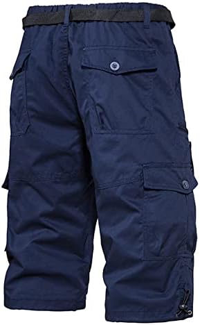 Шорцеви за пешачење за мажи, карго -обични шорцеви на отворено лето лето со повеќе џебови