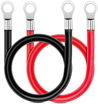 Кабли на батерии LDOPTO 6 AWG 20-инчни скокачки кабли за кабел за инвертер за батерии со автомобили, поставени со терминали, црвени