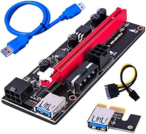 Конектори PCI -E PCIE Riser 009 Express 1x 4x 8x 16x Extender PCI E USB Riser 009S GPU Dual 6PIN адаптер картичка SATA 15Pin за BTC Miner
