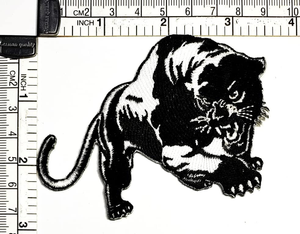 Кленплус Црн пантер мачка пума Јагуар Леопард Пума Животински Цртан Филм Везено Железо На Шие На Значка За Фармерки Јакни Капи
