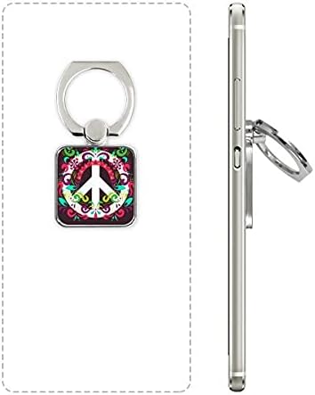 Шарен мировен симбол антивоен образец квадратен мобилен телефон прстен држач за држач за заграда Универзален подарок за поддршка