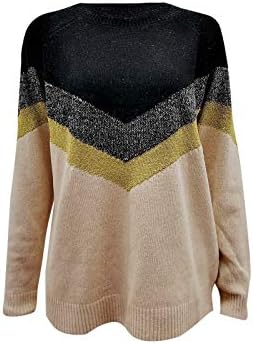 Женски џемпери ymosrh есен зимски шарени шилести шилести џемпери за плетење со врвни фустани за есенски фустани