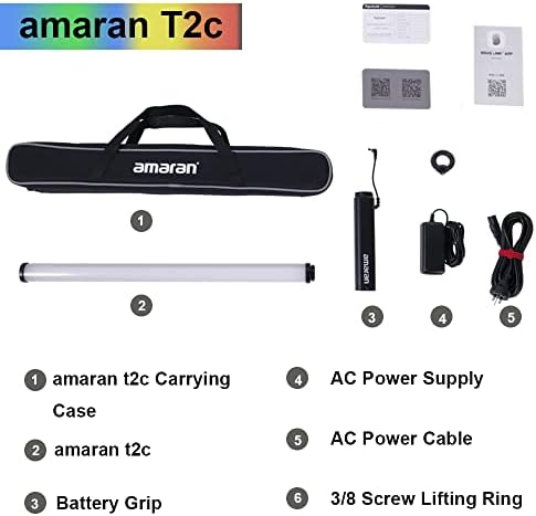 Aputure Amaran T2C Tube Light RGBWW LED видео светло за светло за фотографирање, CRI≥95 TLCI ≥98.2500K-7500K /Контрола на батерија /апликација
