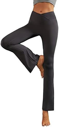Lemенски женски обични пламери јога панталони против кросовер со високи половини за вежбање панталони