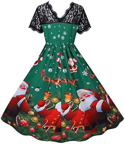 Божиќни фустани за жени 2022 V вратот Среќни Божиќни работни фустани плус големина висока половината вечер коктел долг фустан