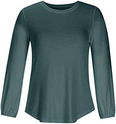 Врски за боја на врвови за жени со долги ракави кошули тркалезни врвови на вратот плус големина цврста боја маица за Ноќта на вештерките пулвер
