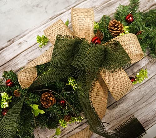 CT Craft LLC Природно burlap жичен лента forchristmas, домашен декор, завиткување на подароци, лак за дрво, венец, DIY занаети, 2,5 инчи x 25