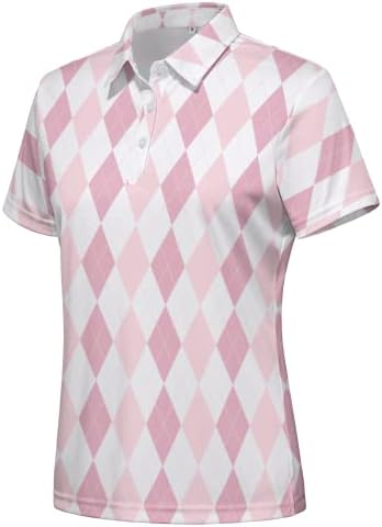 Hispotim женски кратки ракави Поло кошула лесна печатена кошули за голф Брзо суво вежбање голф поло маици