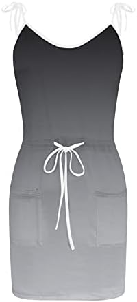 icodod vestidos летен фустан за жени случајни V вратот без ракави мини фустани прилагодлив џеб за џеб мини фустан