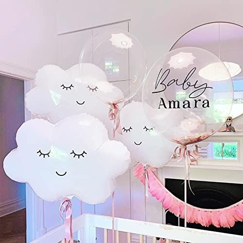 10 парчиња облак со балони со фолија од виножито насмевка насмеано цртан филм бел облак алуминиум mylar helium забава балони украси