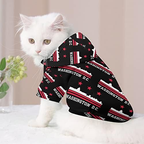 Вашингтон Д Ц кучиња качулка пулвер џемпер мека облека за миленичиња облечена со качулка со капчиња за кучиња мачка