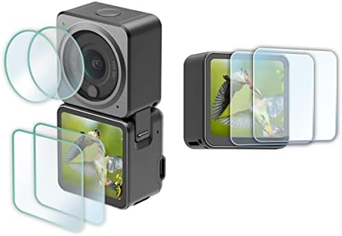 [2 пакет] Филм за заштитен стаклен екран X2 за DJI Osmo Action 2 Camera | Заштитник на предниот и задниот екран x2 + леќи Филм фолија