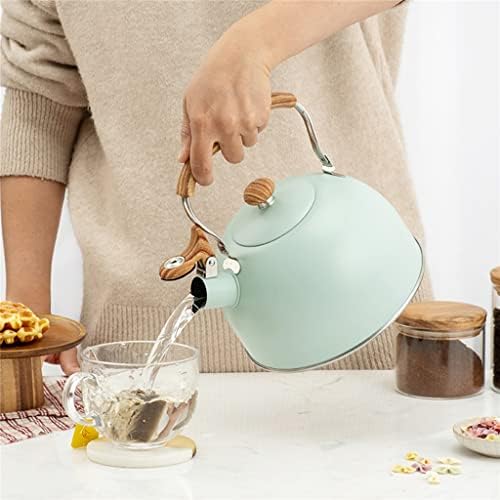 Yxbdn од не'рѓосувачки челик Свирче чајник емајл чајник со рачка отпорна на топлина за шпорет на индукција на гас (боја: б, големина