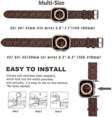 Дизајнер луксузни кожни опсези за часовници компатибилни со Apple Watch Band 38mm 40mm 41mm 42mm 44mm 45mm 49mm компатибилен со серија 8