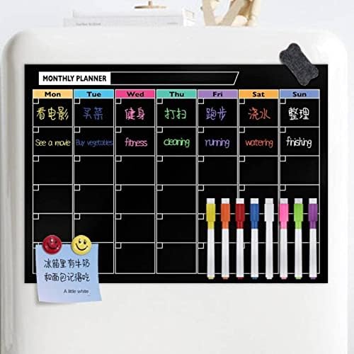 Магнетски календар суво бришење магнетна фрижидер табела за табела за црни планови за препишување на неделна табла за пораки