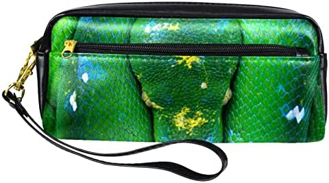 Рептил змија зелено дрво питон молив кутија кутија за пенкала тинејџери за канцелариски држач за чанти сочинуваат торбичка за торбичка за торбичка