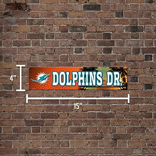 Rico Industries NFL Мајами делфини 16-инчен пластичен уличен знак декор