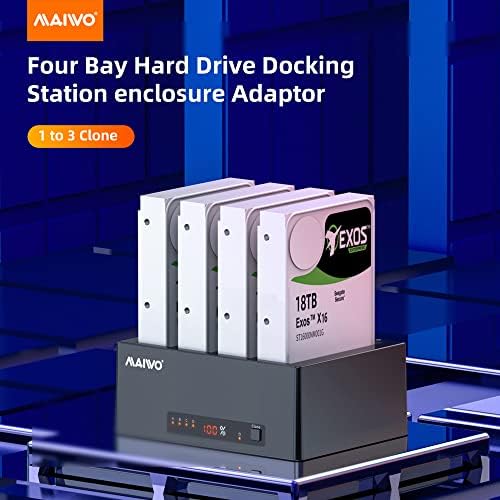 MAIWO 4 BAY USB 3.0 До SATA Надворешен Хард Диск Докинг Станица Со Дупликатор Офлајн Клонер Функција за 2.5 /3.5 инчен SATA HDD SSD, Максимум