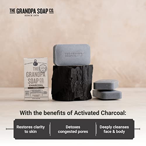 Сапун од јаглен бар од компанијата за сапун дедо | Веган, сите чисти сапуни за лице и тело | Органско масло од коноп + масла од нане |