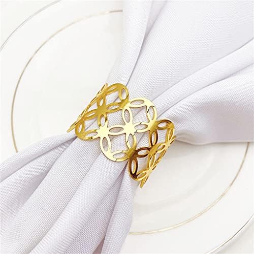 WSSBK 10 парчиња хотел метал шуплива салфетка крпа тока салфетка прстен прстен, кинески прстен за салфетка (боја: злато, големина