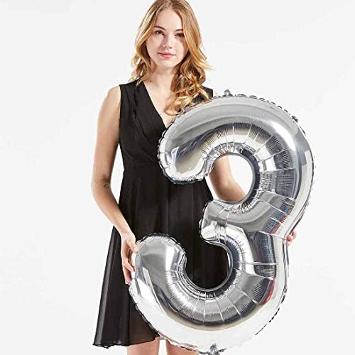 40inch Сребрена фолија 30 балони со дигитален број на хелиум џамбо, 30 -ти роденденски декорација за жени или мажи, 30 -годишни материјали
