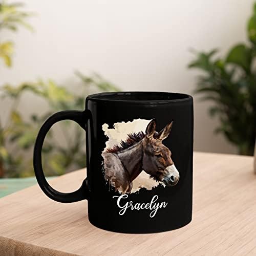 Персонализирано Изберете име Муле кафе чаши чаши подароци за мажи жени, прилагодено магаре и коњски црни керамички кригла подароци за loversубители