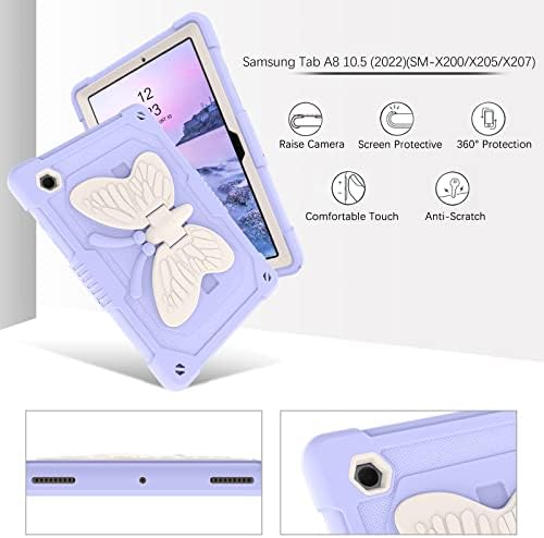 Duedue Samsung Galaxy Tab A8 10.5 Case 2022, Butterfly Wings Kickstand 3D Heavy Grougprof Shockproof Full Body Protective Tablet Case за Samsung