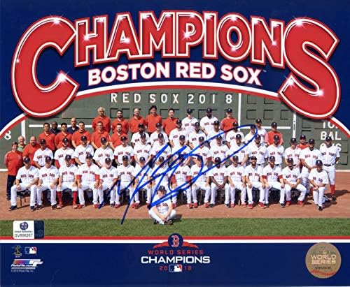 Mookie Betts Boston Red Sox потпиша автограмиран 8 x 10 Светска серија шампионска фотографија COA