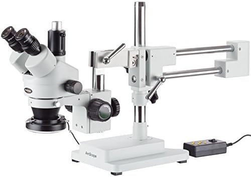 Amscope SM-4TY-144A Професионален Тринокуларен Микроскоп За Стерео Зумирање, Wh10x Окулари, 7x-90X Зголемување, 0,7 X-4,5 X Зум Цел, LED