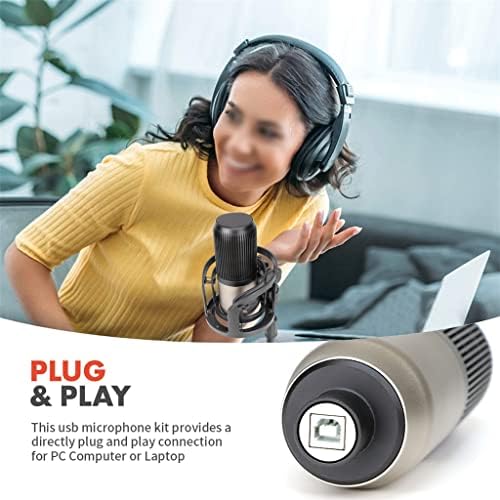 WIONC Metal Condenser Microphone Microphone Recoding USB микрофон компјутерски лаптоп студио вокал пеење микрофон со штанд (боја: б,