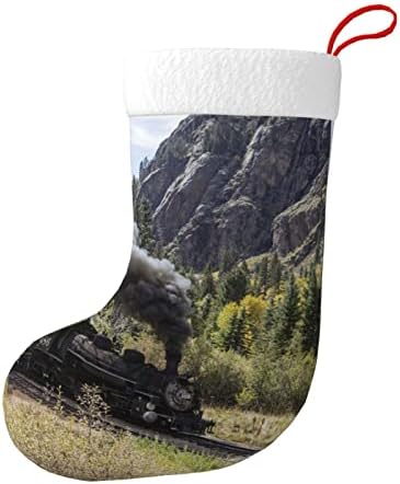 Yilequan 18 инчи Божиќни чорапи Класични чорапи, црно -бела полска точка, за семејни празници за Божиќни забави