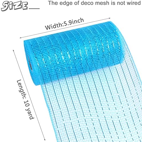 Mikimiqi 2 пакет деко -решетка 5,9 инчи x 30 стапки декор мрежа лента со метална фолија деко -мрежа за резерви со панделки ленти