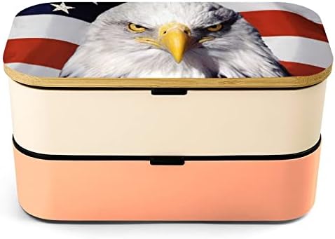 Американски Патриотски Орел Бенто Кутија За Ручек Отпорна На Истекување Контејнери За Храна Бенто Кутија со 2 Прегради За Канцелариски Работен