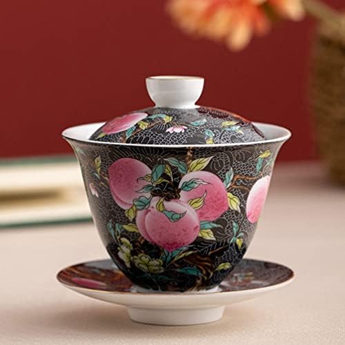Doitool Office Decor Vintage Decor 1 сет порцелан кунг фу чаша чај и чинија со капаци керамички кинески сад кунг фу чај сервис за чај