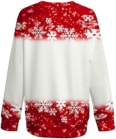 Врвови за жени маица Божиќ симпатична ирваси печатена блуза со долги ракави пулвер џемпер слави кошули одморен туничен туника