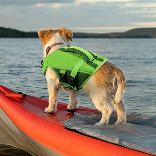 Доживотна јакна на кучиња Асенку со рачка за спасување, кучиња животно елек за пливање со висока флотација, зачувач за живот на миленичиња со лесни миленичиња со ре
