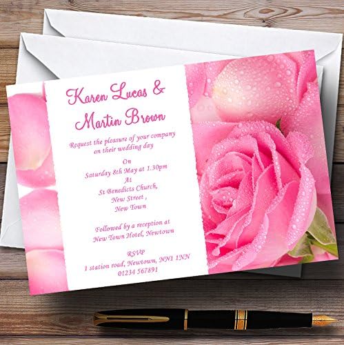 Ливчиња Од Розова Роза Персонализирани Покани За Венчавки