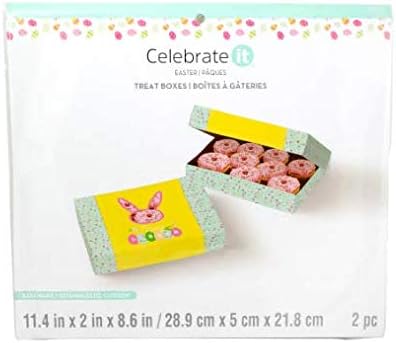 Квалитет Прославете го Среќен Велигденски зајаче цветни кутии за третман на кутии од 2 за колачиња за печење и печива, крофни,