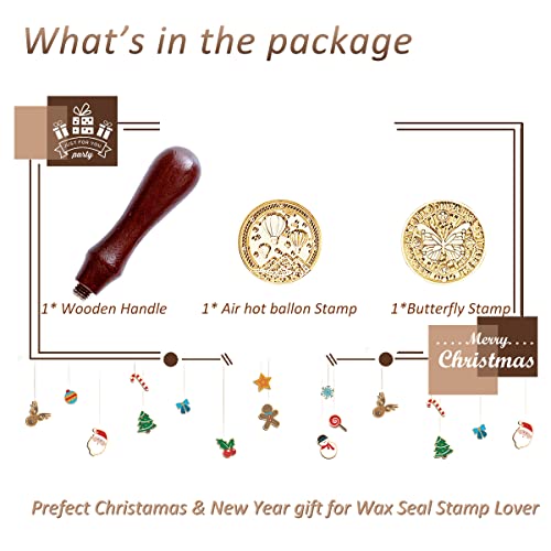 Печат на восочен печат на UCInnovate Ретро дрво + печат за запечатување на главата за Божиќ, картички за коверти, покани, пакети за