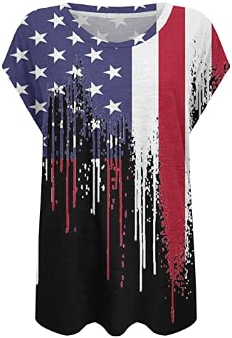 Патриотски кошули за жени испуштаат летни одмори на рамото врвови на американско знаме маица 2023 година во САД Блуза Денот на независноста