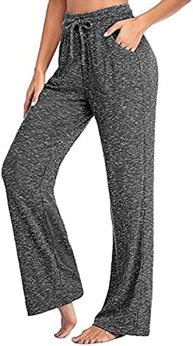 Women'sенски високи половини, широки панталони за нозе, еластична половината џогагер јога обични панталони удобни пижами џемпери